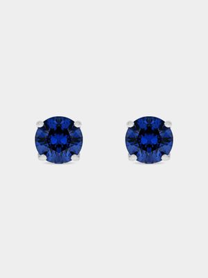 Classic Round Sterling Silver & Purple Cubic Zirconia Stud Earrings