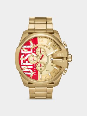 Diesel Mega Chief Gold Plated Stainless Steel Chronograph Bracelet Watch