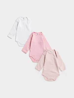 Jet Baby Girl's 3-Pack Light Pink Cotton Core Vests