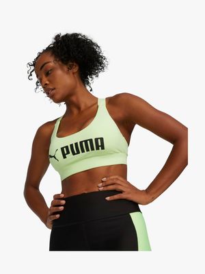 Women's Puma Fit Mid Impact Green Bra