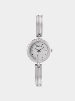 Tempo Ladies Silver  toned Bangle Watch
