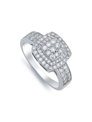 Sterling Silver Cubic Zirconia Square Cluster Dress Ring