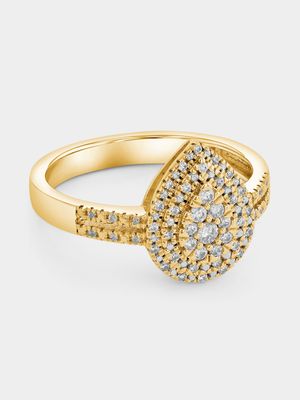 Yellow Gold 0.25ct Diamond Pear Double Halo Multi-Stone Ring