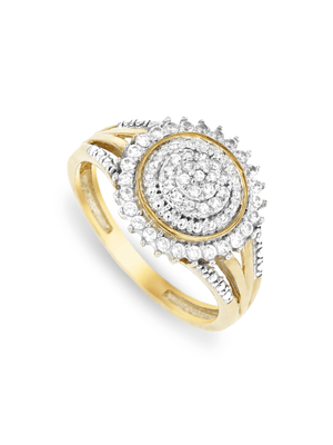 5ct Yellow Gold, Diamond & Created Sapphire Shashi Ring