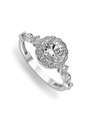 5ct White Gold Diamond & Created White Sapphire Round Ring