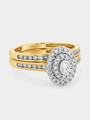 Yellow Gold 0.4ct Lab Grown Diamond Oval Halo Twinset Ring