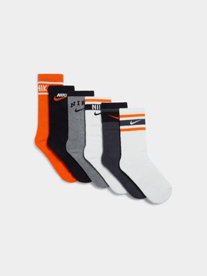 Nike Unisex 6-Pack Everyday Plus Cushioned Multicolour Crew Socks