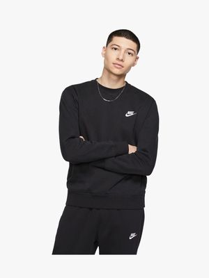 Nike Men's Black/White NSW Club Sweat Top