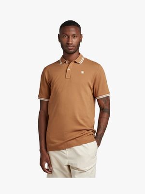 G-Star Men's Dunda Slim Stripe Brown Polo Shirt