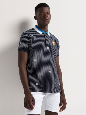Fabiani Men's Navy Pinstripe Polo Shirt