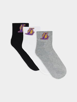 NBA Lakers 3-Pack Multicolour Ankle Socks