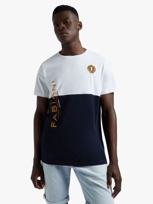 Fabiani Men's White/Navy Colourblock T-Shirt
