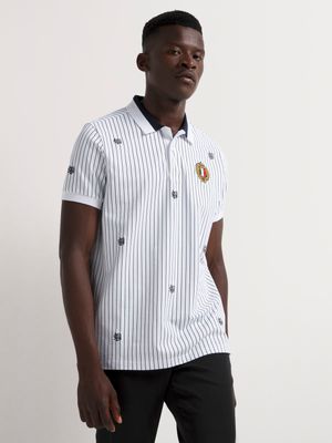 Fabiani Men's White Pinstripe Polo Shirt
