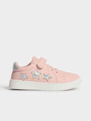 Jet Younger Girls Pink Star Court Sneaker