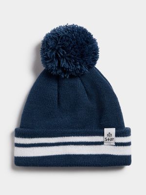 Jet Baby Striped Navy Beanie