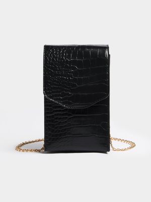 Jet Womens's Black Flap Phone Bag