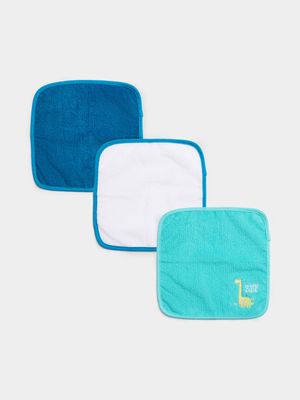 Jet Infant Boys Dino 3 Pack Multicolour Cotton Baby Towels