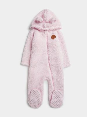 Jet Infant Girl Pink Sherpa Fleece Sleepsuit