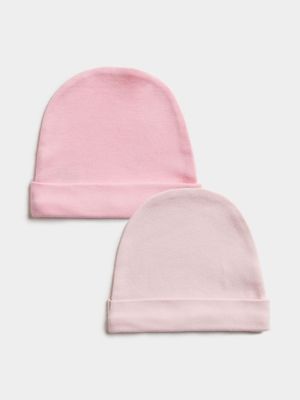 Jet Baby Girls 2 Pack Pink Core Beanies