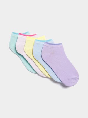 Jet Younger Girls 5 Pack Lowcuts Socks
