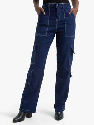 Jet Womens Blue Utility Jeans