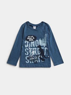 Jet Toddler Boys Blue Dino Long Sleeve T-Shirt