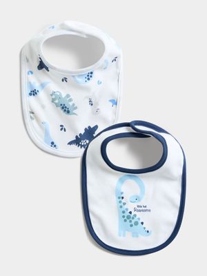 Jet Infant Boys Two Pack Roarsome Dino Bibs in White
