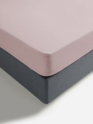 Jet Home Silver Pink PolyCotton Fitted Sheet Double