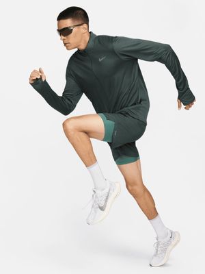 Mens Nike Dri-Fit Pacer 1/2 Zip Long Sleeve Green Top