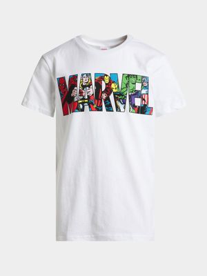 Jet Boys White Marvel Character Short Sleeve T-Shirt
