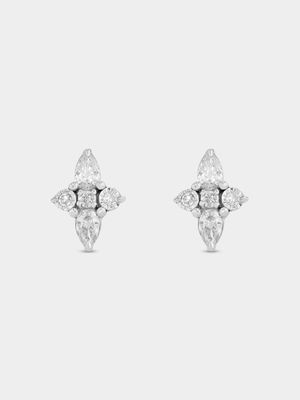 White Gold 0.20ct Diamond Illusion North Star Stud Earrings