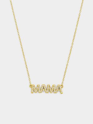 Gold Plated Sterling Silver Cubic Zirconia MAMA Pendant