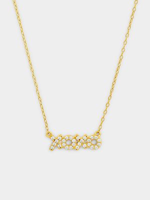 Gold Plated Sterling Silver Cubic Zirconia XOXO Pendant
