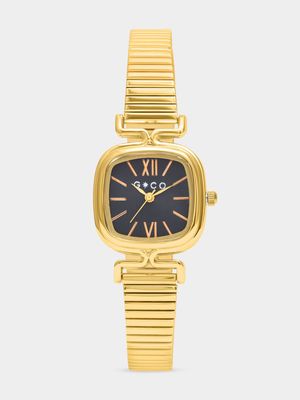Gold Tone Square Mesh Watch