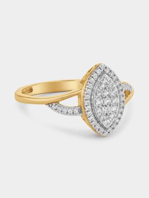 Yellow Gold 0.23ct Diamond Marquise Halo Cluster Ring