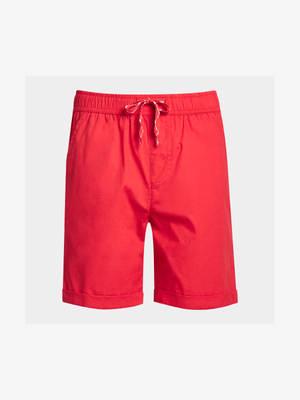 Older Boy's Coral Poplin Shorts