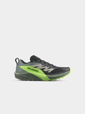 Mens Salomon Sense Ride 5 Black/Green Trail Running Shoes