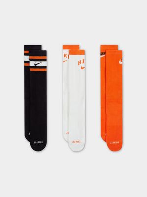 Nike Unisex 3-Pack Everyday Plus Cushioned Multicolour Crew Socks