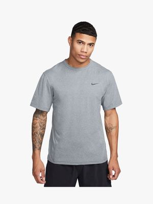 Mens Nike Dri-Fit UV Hyverse Short Sleeve Grey Top