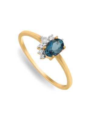 9ct Yellow Gold & Round-Cut London Blue Topaz Comet Ring