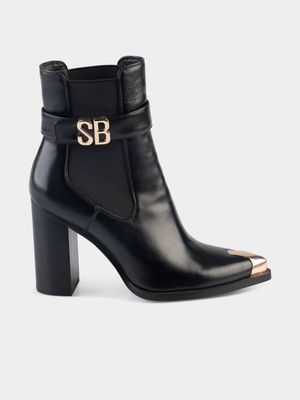 Women's Sissy Boy Black Chelsea Block Heel Boots