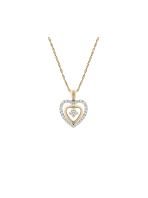 Yellow Gold & Sterling Silver Cubic Zirconia Double Heart Pendant on a chain
