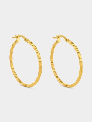 Yellow Gold Twisted Hoop Earrings