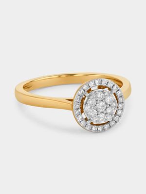Yellow Gold 0.25ct Diamond Multi-Stone Round Halo Ring