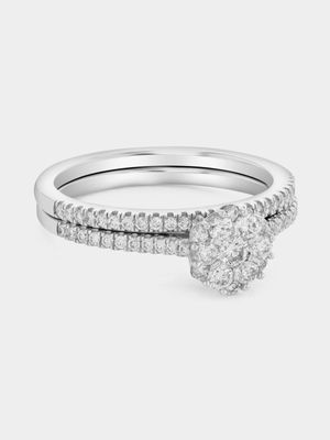 White Gold 0.5ct Lab Grown Diamond Women’s Flower Cluster Twinset Ring