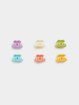 6pk Colourful Mini Claw Hair Clip Set