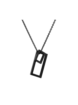 Stainless Steel Black Blocks Pendant Necklace