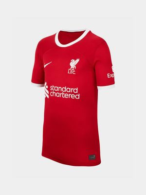 Junior Liverpool FC 2023/24 Stadium Home Nike Dri-FIT Soccer Jersey