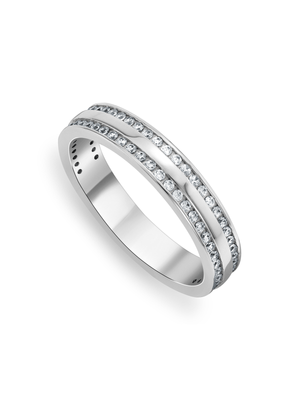 Sterling Silver Pave Channel Set Cubic Zirconia Men's Wedding Band