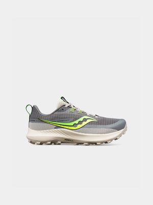 Mens Saucony Peregrine 13 Grey/Lime Trail Running Shoes